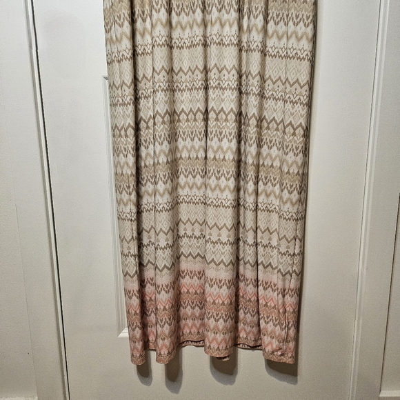 Ruby Rd. Patterned Plus Cream Tan Coral Sleeveless Stretchy Maxi Dress Size 1X - Picture 5 of 13